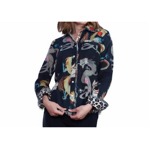 NEW DIZZY-LIZZIE cape code tunic top in dragon/black